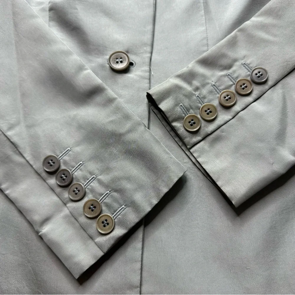 Emporio Armani Vintage Single Button Gray Silver Silk Blend Blazer Jacket Size 4